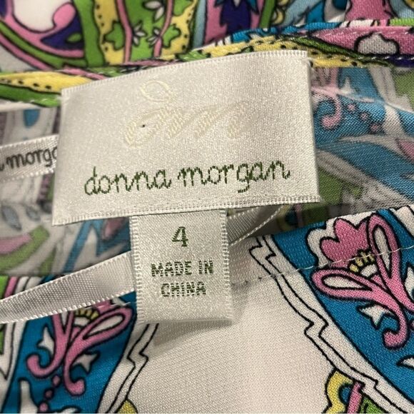 Donna Morgan Multicolor Paisley Print long sleeve Dress size 4 - Picture 9 of 14